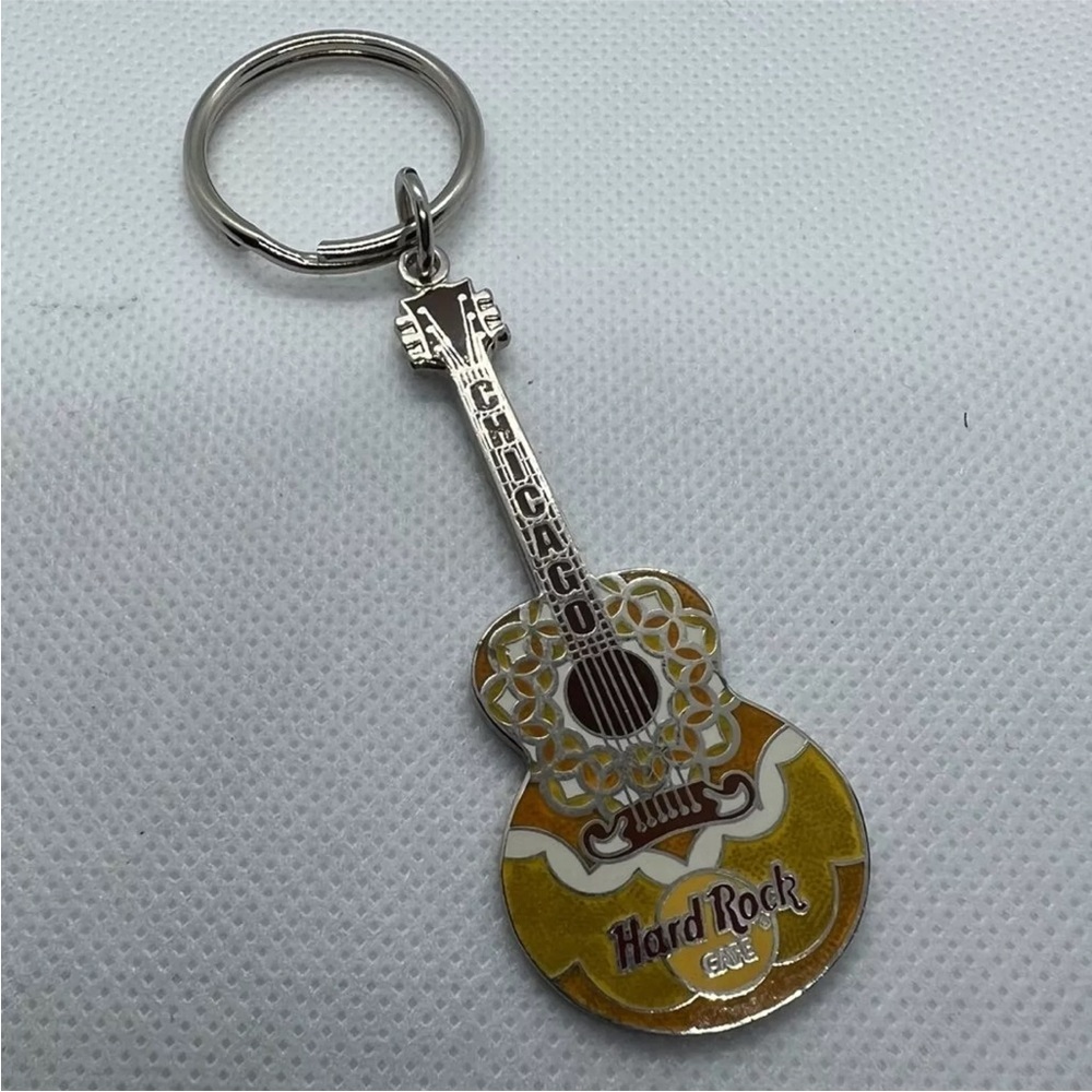 Hard Rock Cafe Chicago Guitar Shaped Keychain